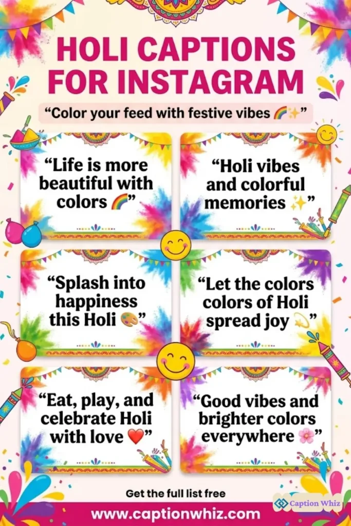 127+ Fun Holi Captions For Instagram to Brighten Your Celebration