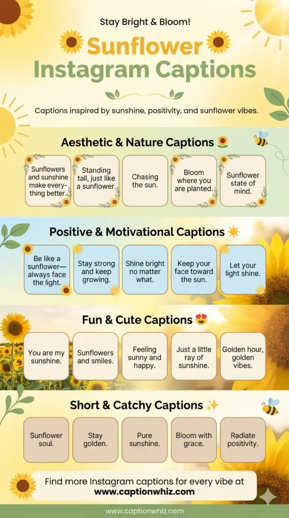 Brighten Your Day with 143+ Sunflower Captions For Instagram and Quotes That Shine