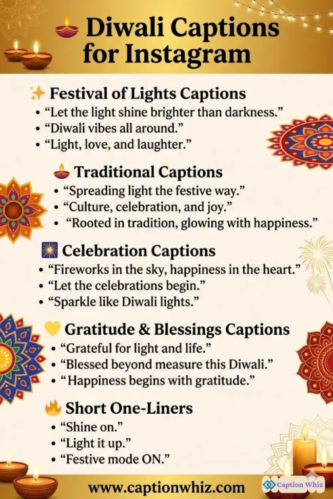 167+ Best Diwali Captions For Instagram to Light Up Your Festive Posts