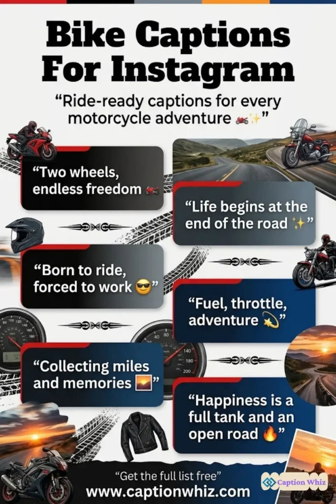 143+ Top Bike Captions For Instagram & Quotes That Capture the Thrill of the Ride