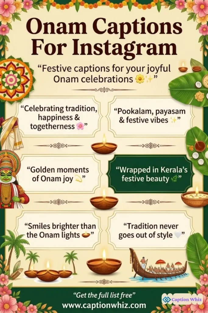 139+ Top Onam Captions For Instagram to Celebrate the Festival with Joy and Color