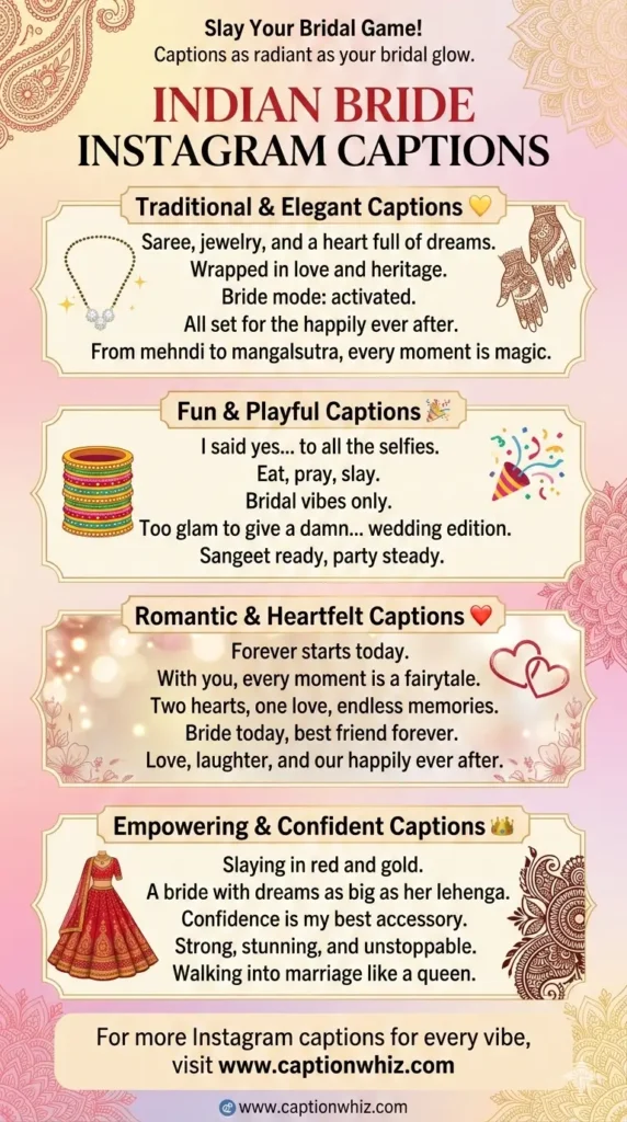 139+ Magical Indian Bride Captions For Instagram and Quotes to Shine Bright