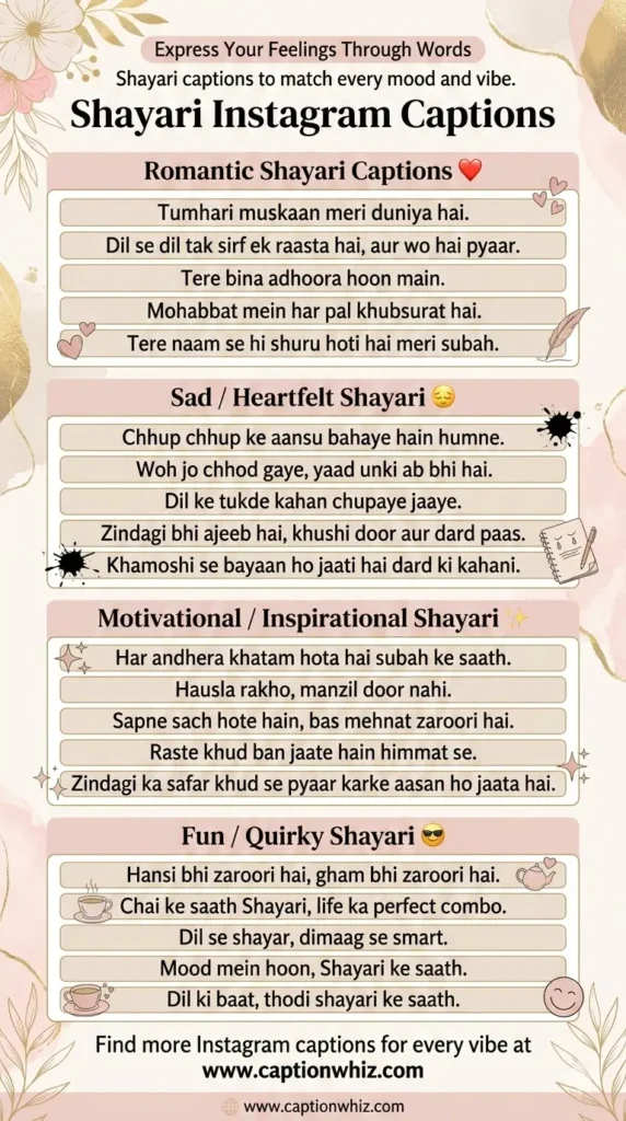 145+ Best Shayari Captions For Instagram That Capture Your Heart and Soul