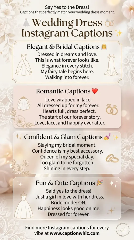 143+ Magical Wedding Dress Captions For Instagram and Quotes to Inspire Love