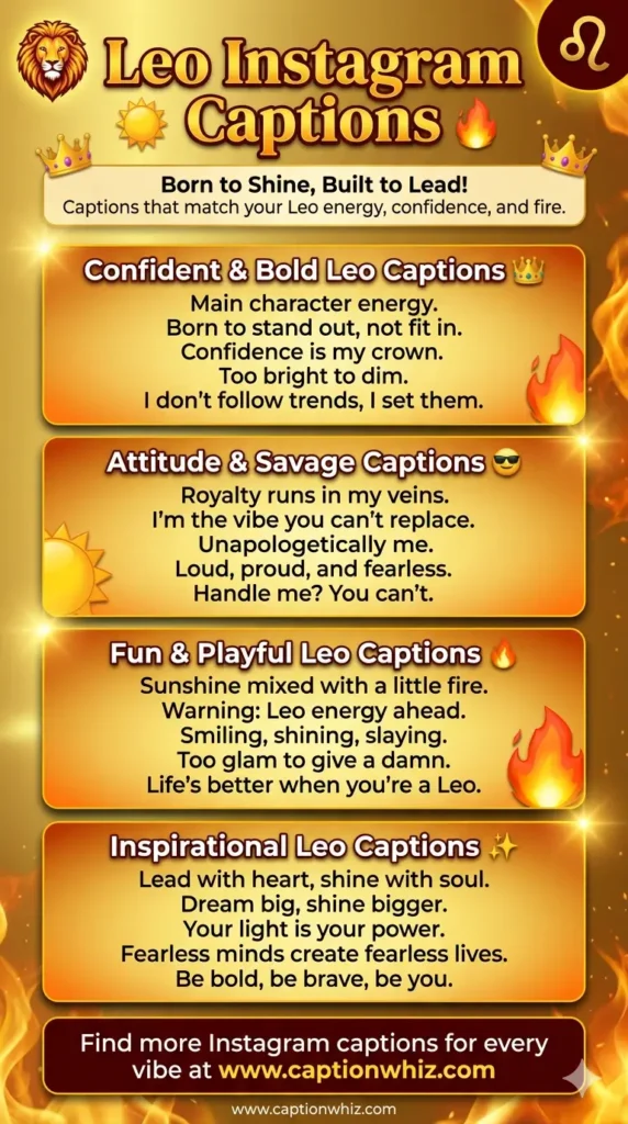 143+ Powerful Leo Captions For Instagram and Quotes to Shine Brightly