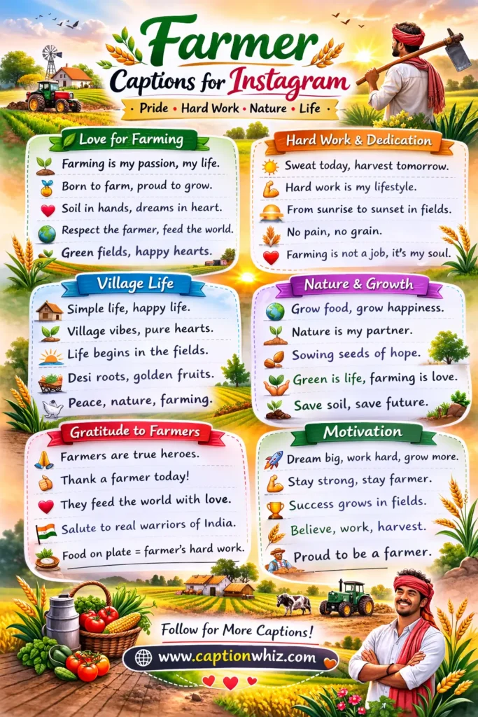 123+ Inspiring Farmer Captions For Instagram and Quotes to Share Your Journey