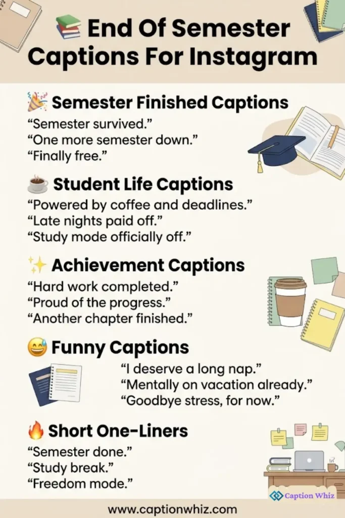163+ Best End Of Semester Captions For Instagram to Celebrate Your Academic Journey