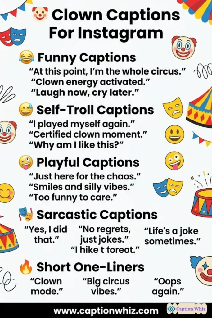 135+ Whimsical Clown Captions For Instagram and Quotes That Bring Joy