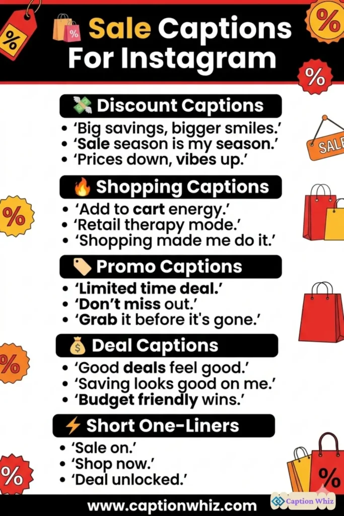 135+ Irresistible Sale Captions For Instagram That Spark Joy and Engagement Quotes