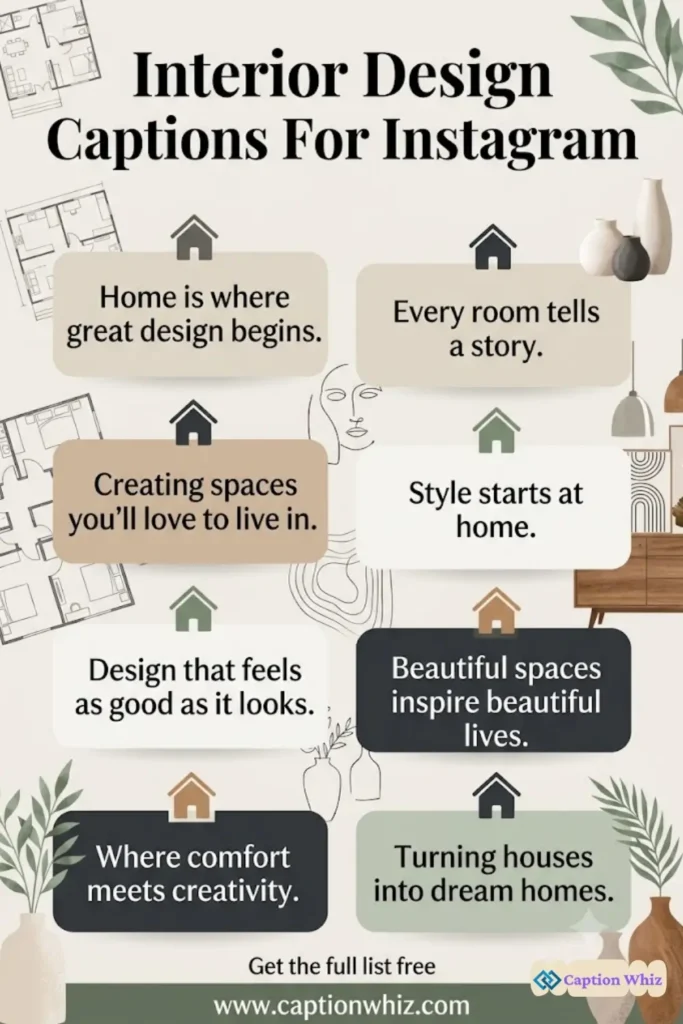 137+ Inspiring Interior Design Captions For Instagram and Quotes to Spark Creativity in 2026