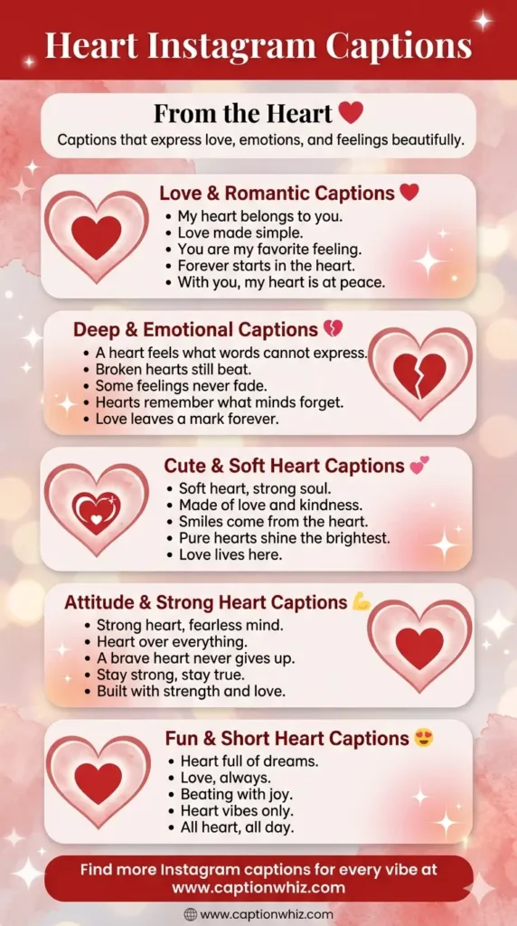 147+ Charming Heart Captions For Instagram and Heartfelt Quotes to Inspire You