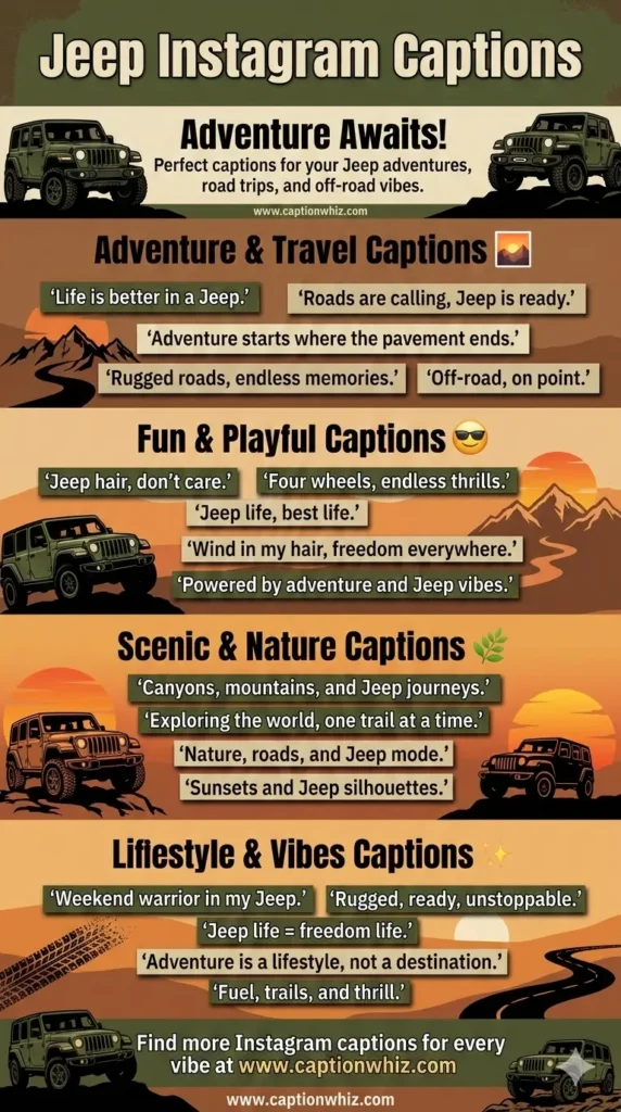Adventure Awaits with 139+ Jeep Captions For Instagram and Quotes That Inspire Fun