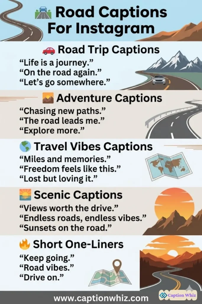 159+ Top Road Captions For Instagram That Will Take Your Adventure Game Up a Notch