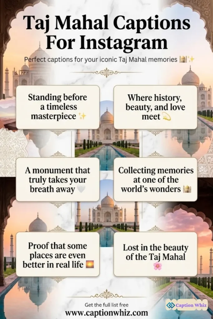 135+ Top Taj Mahal Captions For Instagram to Capture the Beauty of Love