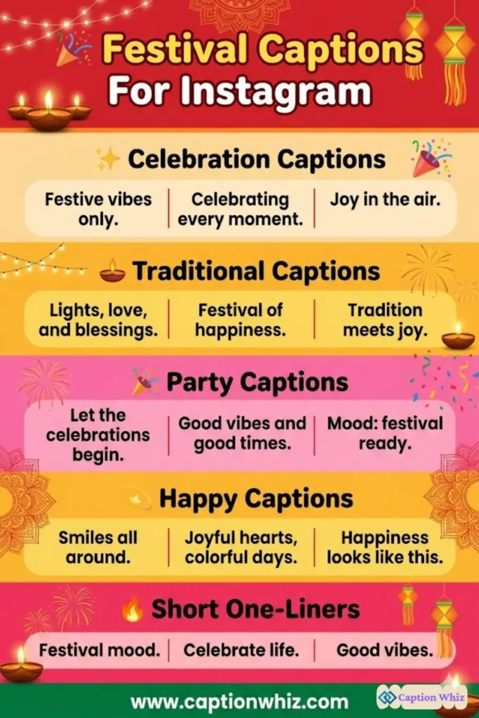 127+ Top Festival Captions For Instagram to Celebrate Every Moment with Joy