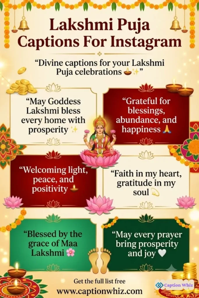 185+ Top Lakshmi Puja Captions For Instagram to Celebrate Abundance and Joy