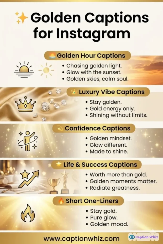 149+ Top Golden Captions For Instagram That Shine Bright and Inspire Creativity