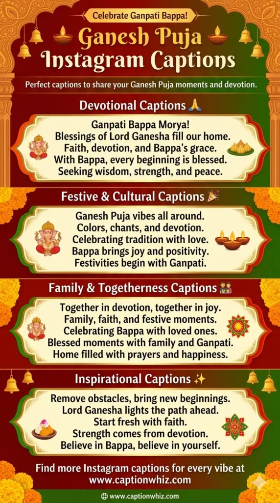149+ Top Ganesh Puja Captions For Instagram to Celebrate with Joy and Devotion