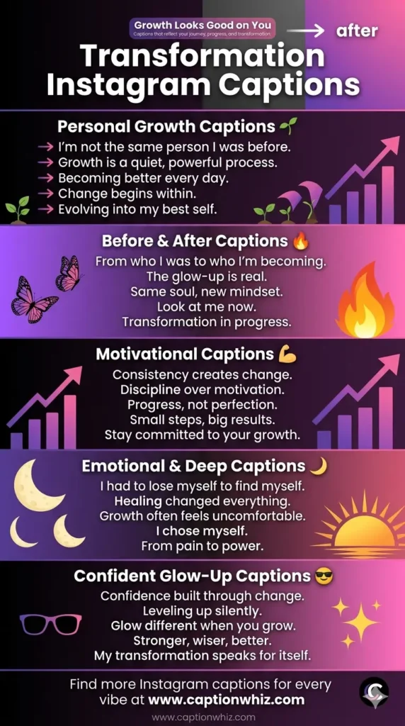 163+ Best Transformation Captions For Instagram to Inspire Change