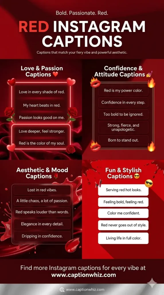 53+ Top Red Captions For Instagram That Bring Boldness and Passion to Your Feed