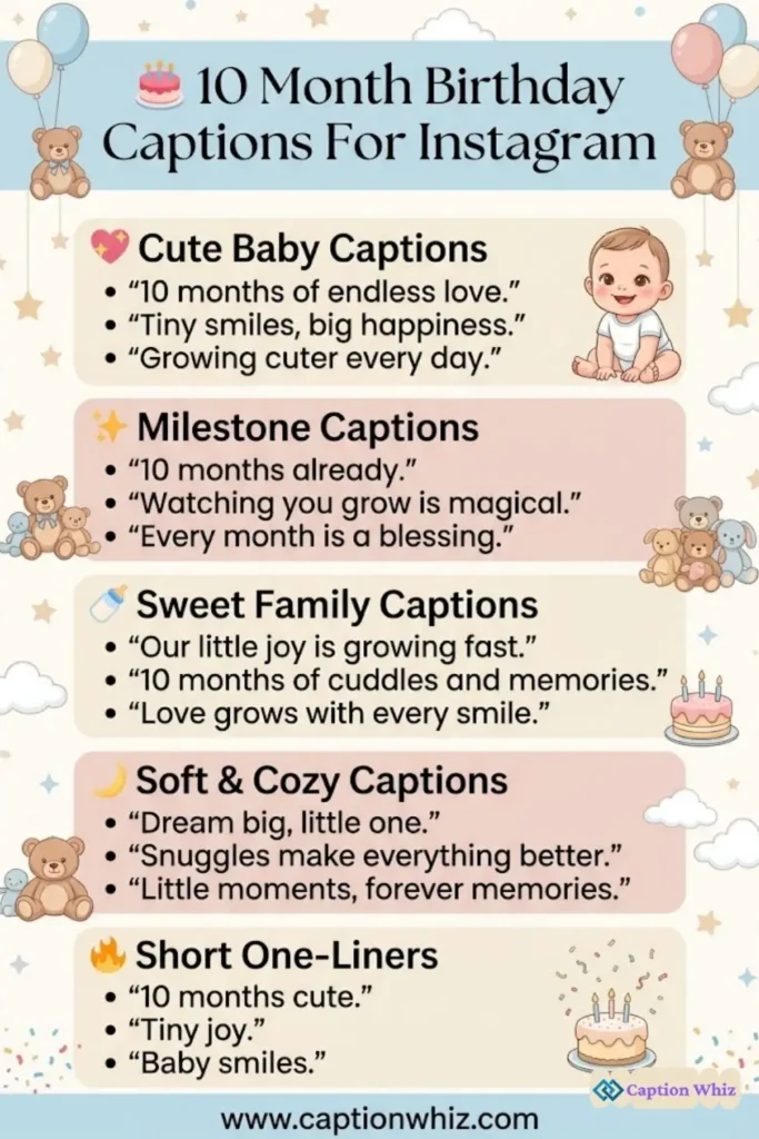 Celebrate Your Little Star with 10 Month Birthday Captions For Instagram And Quotes 127+ Magical Moments
