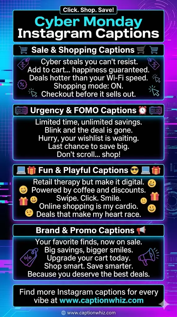125+ Irresistible Cyber Monday Captions For Instagram and Quotes That Spark Joy