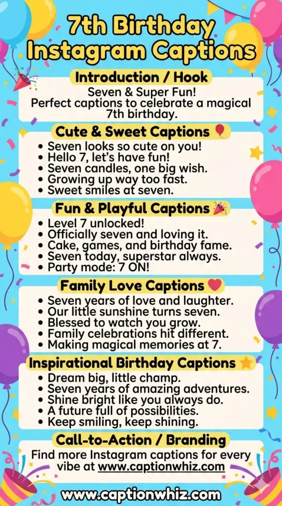 123+ Magical 7th Birthday Captions For Instagram and Quotes to Celebrate Joy