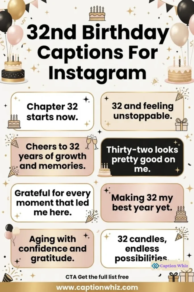 Celebrate Your 32nd Birthday Captions For Instagram And Quotes with 127+ Fun Ideas