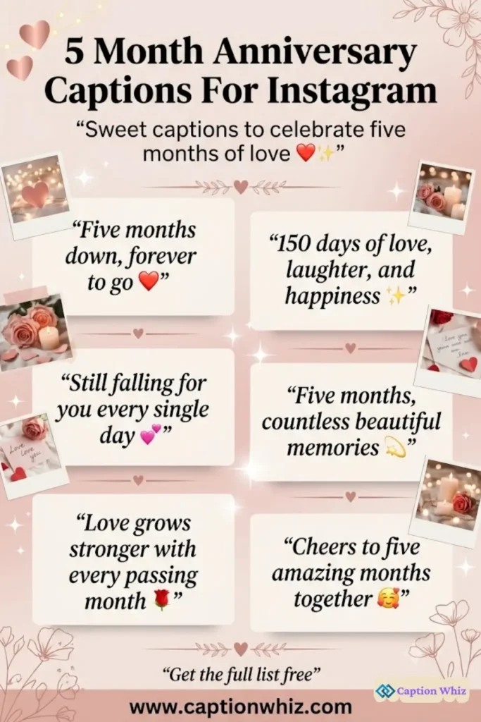 135+ Romantic 5 Month Anniversary Captions For Instagram and Quotes To Mark Us