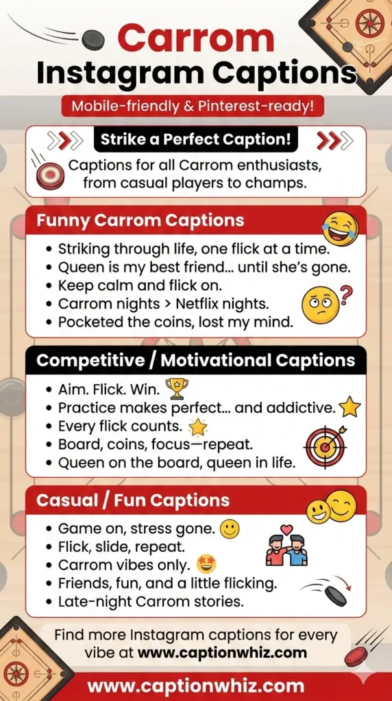 123+ Essential Carrom Captions For Instagram to Boost Your Game