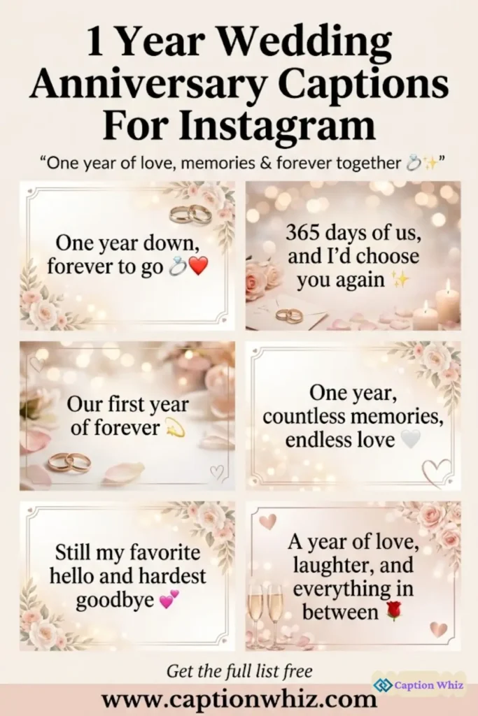 Cherishing 1 Year Wedding Anniversary Captions For Instagram and Quotes with 143+ Heartfelt Moments