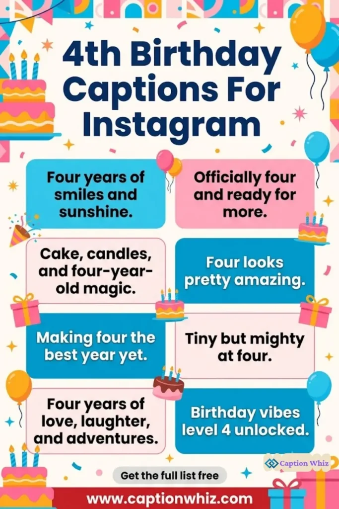 Celebrate with Joyful 4th Birthday Captions For Instagram and Quotes 137+ Delightful Moments