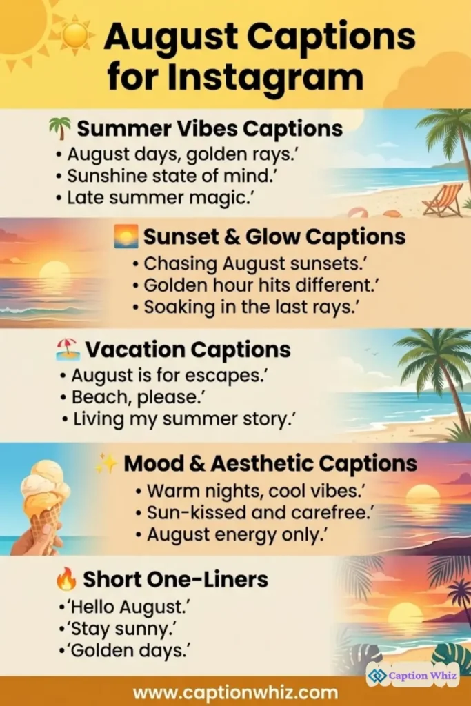 127+ Inspiring August Captions For Instagram and Quotes to Brighten Your Feed