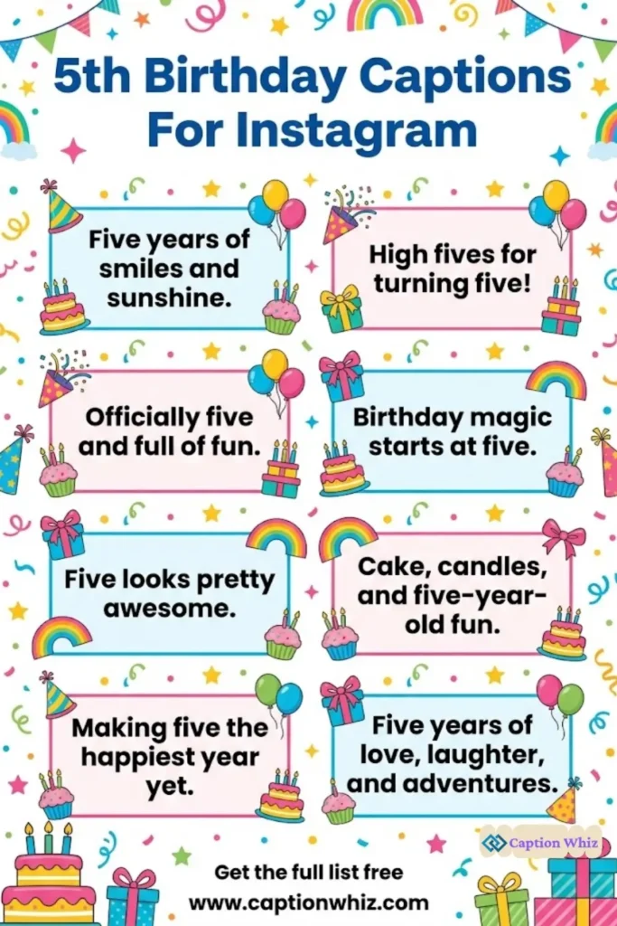Celebrate with 123+ Fun 5th Birthday Captions For Instagram and Quotes That Spark Joy