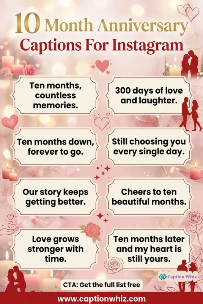 Celebrate Love with 10 Month Anniversary Captions For Instagram and Quotes 143+ Delightful Moments