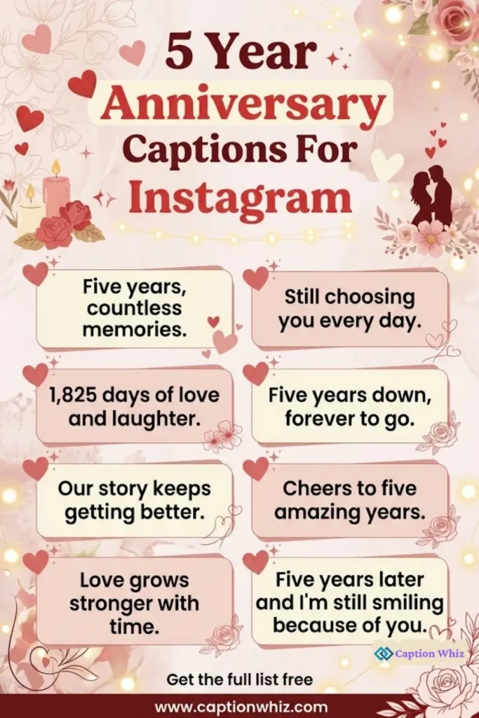 125+ Heartfelt 5 Year Anniversary Captions and Quotes For Your Special Bond