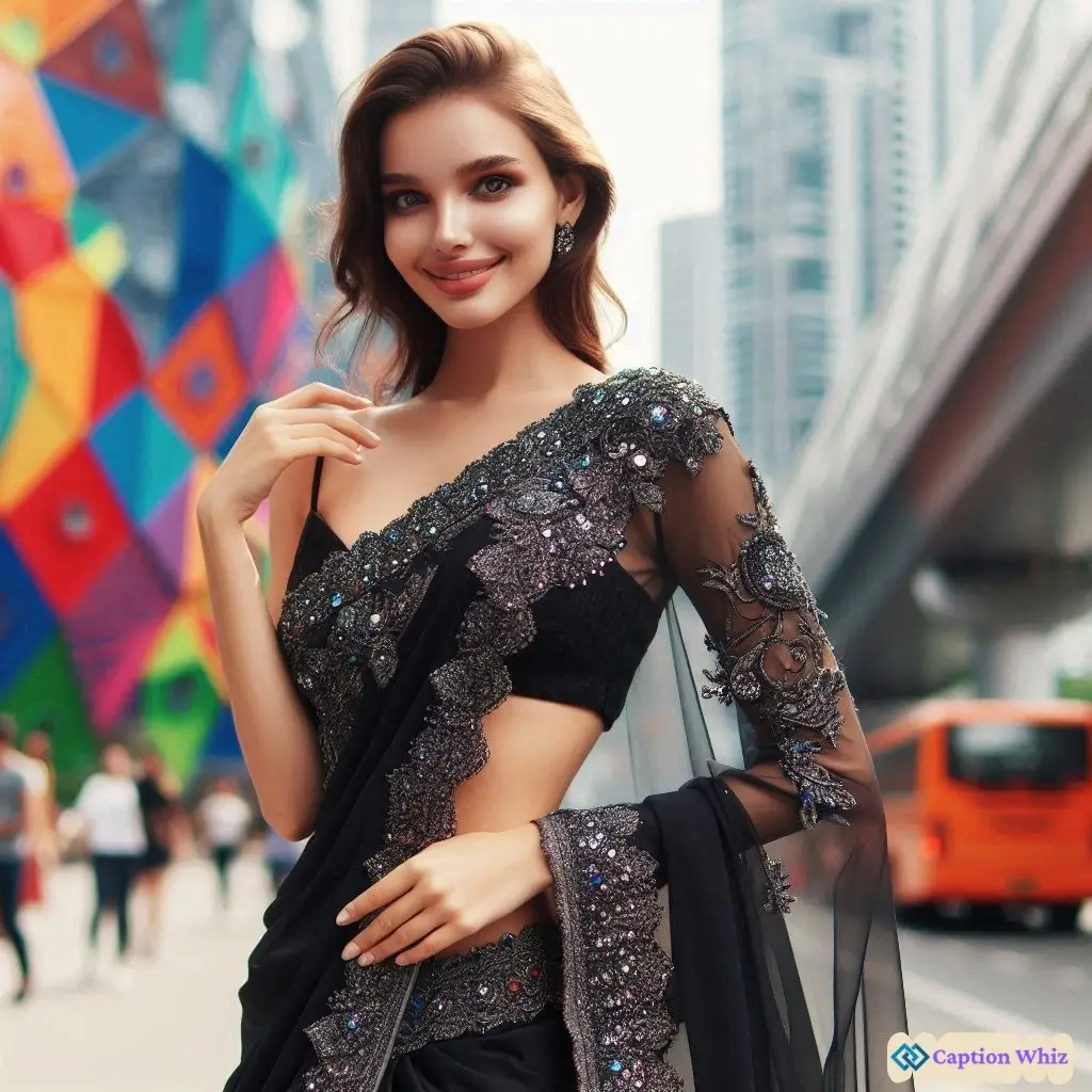 Beautiful Black Saree Captions For Fashionistas