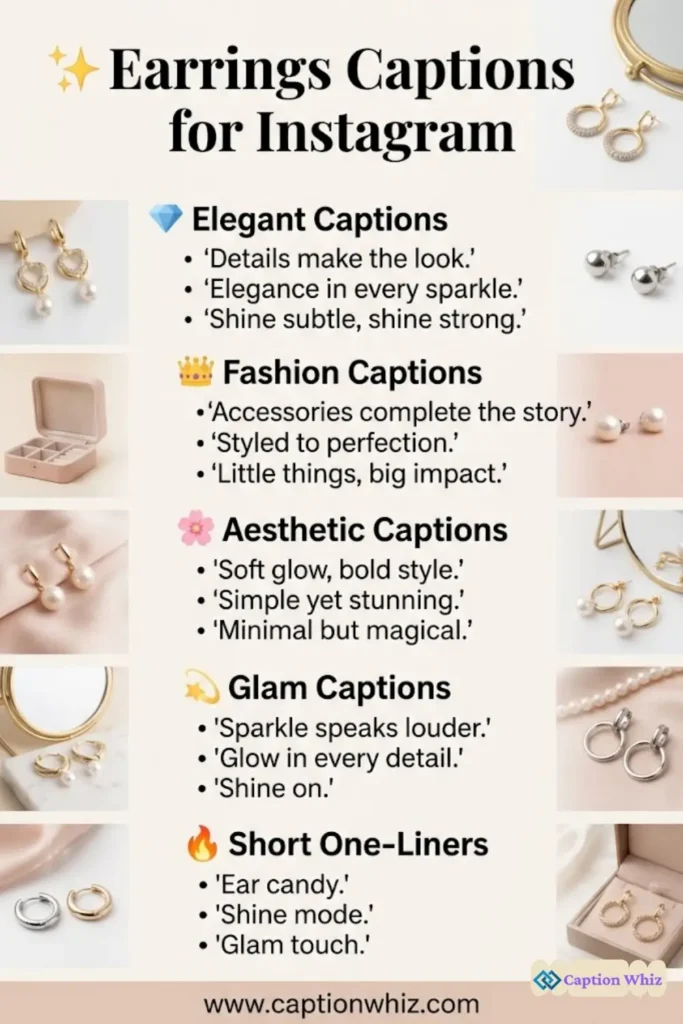 125+ Irresistible Earrings Captions For Instagram and Quotes That Spark Joy