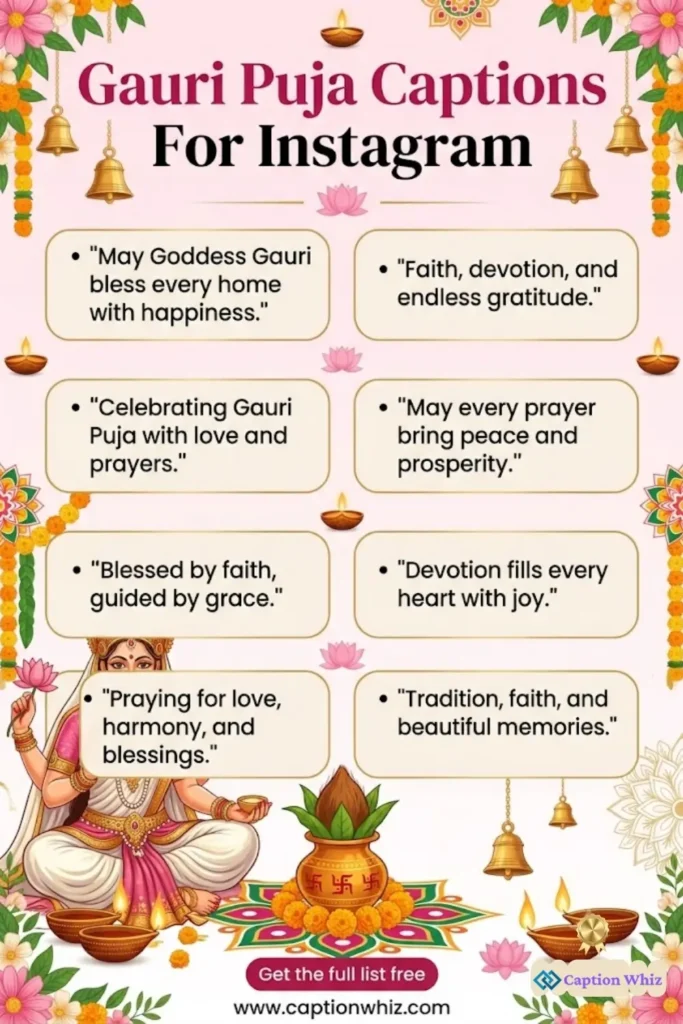 127+ Irresistible Gauri Puja Captions For Instagram and Quotes to Shine Bright in 2026