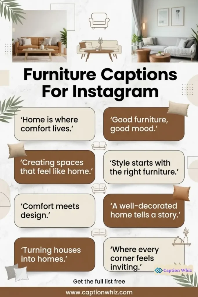 149+ Irresistible Furniture Captions For Instagram and Quotes You Can't Miss