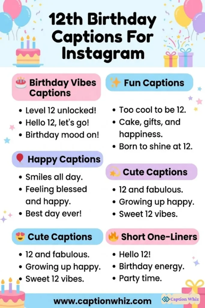 145+ Cute 12th Birthday Captions For Instagram For A Special Day