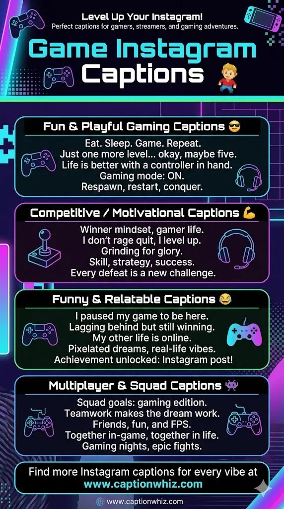 125+ Must-Have Game Captions For Instagram and Quotes That Boost Engagement