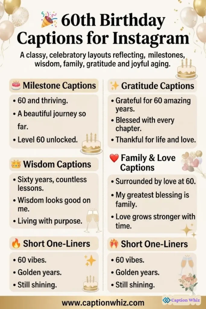 129+ Inspiring 60th Birthday Captions For Instagram and Quotes to Celebrate Life