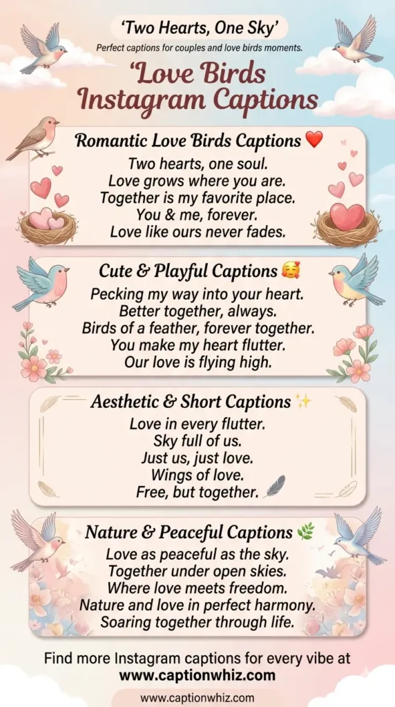 125+ Irresistible Love Birds Captions For Instagram and Quotes That Spark Romance