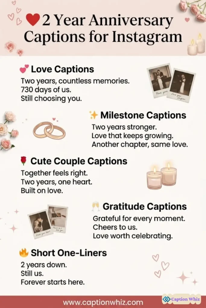 143+ Sweet 2 Year Anniversary Captions For Instagram and Quotes Memories