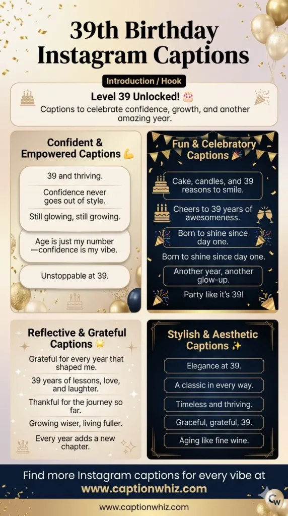135+ Fun 39th Birthday Captions For Instagram And Quotes With Big Birthday Energy