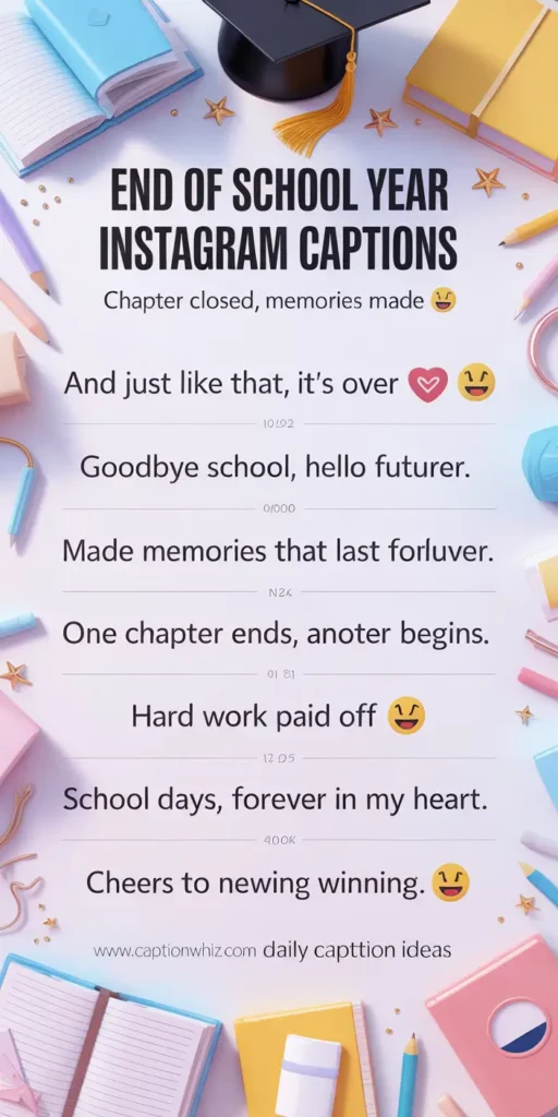 149+ Unforgettable End Of School Year Captions For Instagram and Quotes You Need