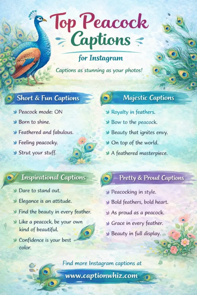 123+ Unforgettable Peacock Captions For Instagram and Quotes That Spark Joy