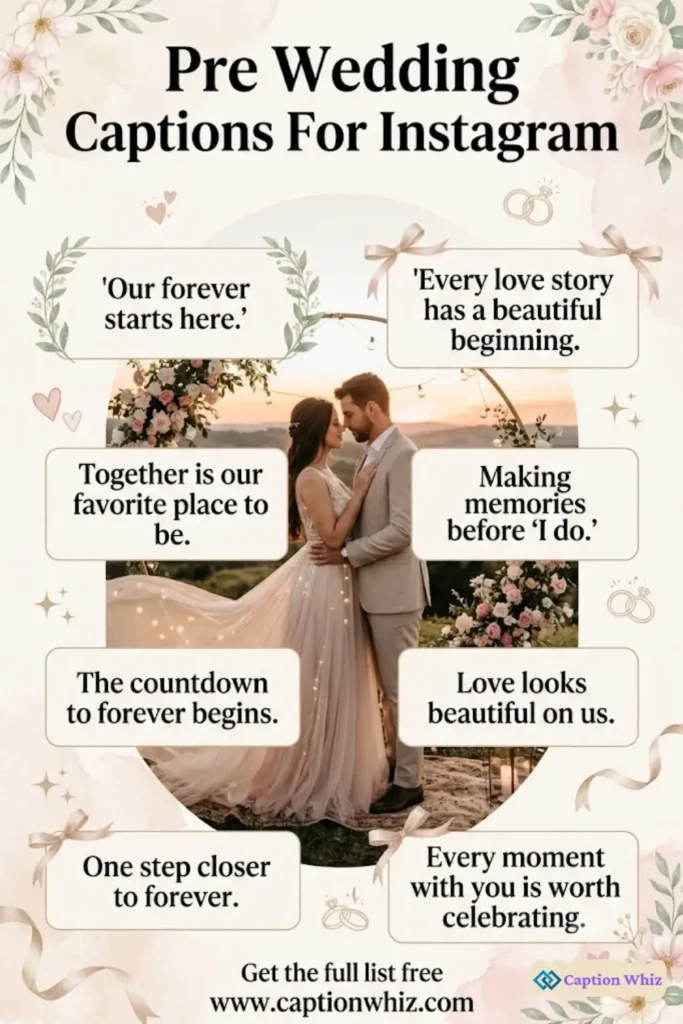123+ Irresistible Pre Wedding Captions For Instagram That Spark Romance and Joy Quotes in 2026
