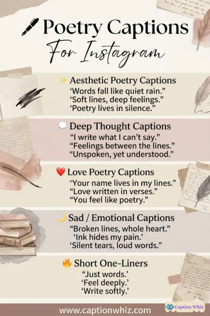 145+ Essential Poetry Captions For Instagram That Spark Creativity and Emotion Quotes